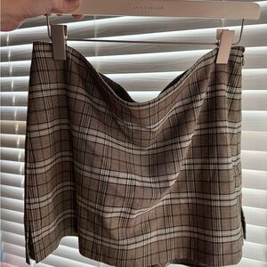 Express Plaid Mini Skirt in Brown and Cream New without tags